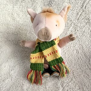 If You Give A Pig A Pancake Pink Pig Plush Striped Scarf Tap Shoes 6" Beanbag